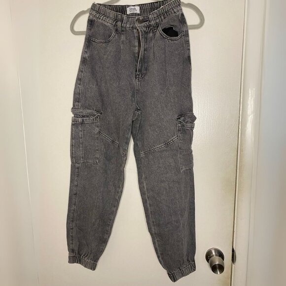 Stone Supply Black Cargo Jogger Jeans Size 25 - Picture 1 of 2